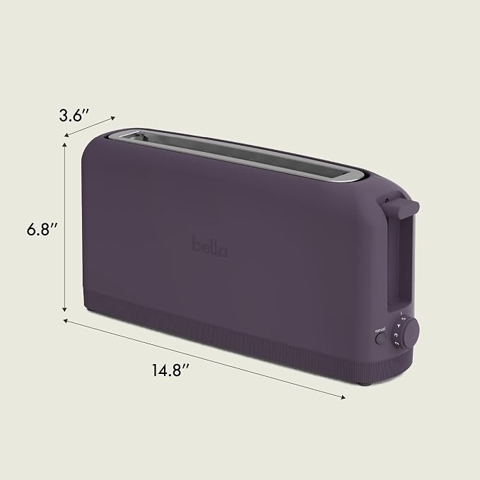bella 2 Slice Slim Toaster, Fits-anywhere™ Kitchenware, 6 Setting Shade Control with Reheat & Cancel Buttons, Fits sourdough, 10” Long Slot, Anti Jam & Auto Shutoff, 900 Watt, Plum - Image 8