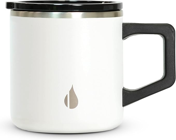 Elemental Insulated Coffee Mug - Triple-Wall Stainless Steel Summit Travel Cup for Hot and Cold Drinks - Thermal Coffee Mug with Lid and Handle for Camping, Office & Travel 12oz - White by Elemental