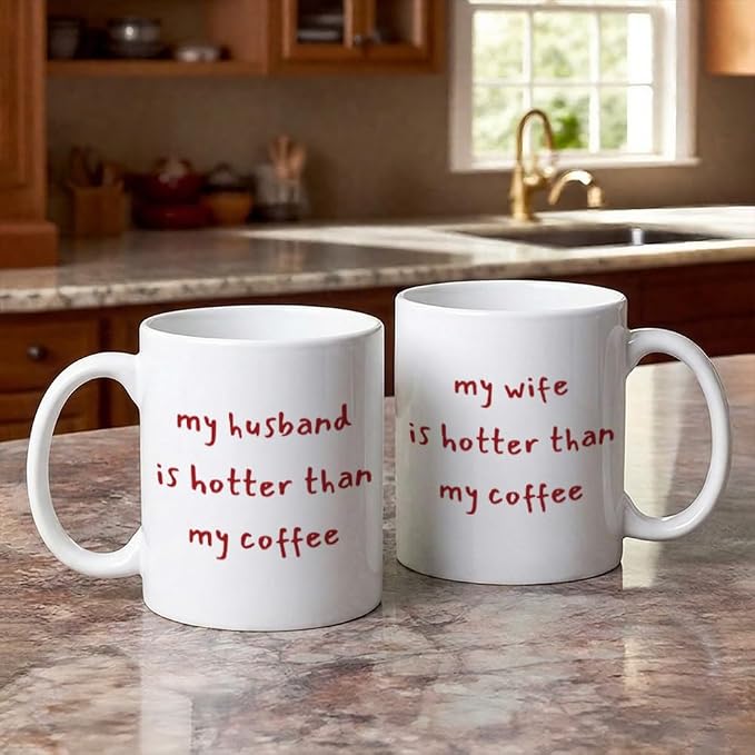 Funny Husband & Wife Coffee Mugs Set 11oz, Couple Gifts for Husband & Wife | Novelty Wedding Anniversary Mug Gift for Couple Him Her, Mr & Mrs Gifts - Image 5