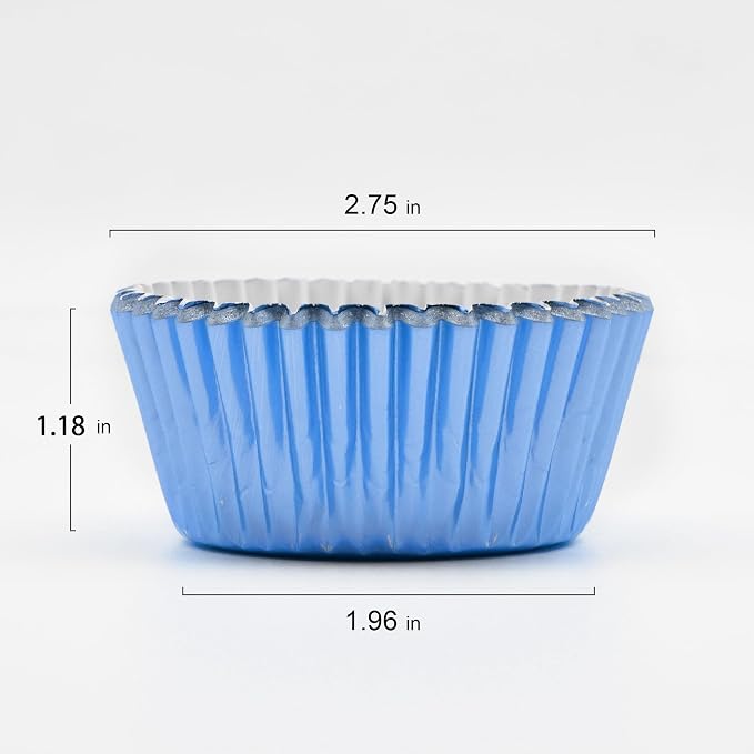 200 Pcs Blue Foil Cupcake Liners Standard Baking Cups Muffin Paper Cases | Food-grade, Greaseproof & Sturdy Parchment, Cupcake Wrapper for Party, Christmas, Gift - Image 2