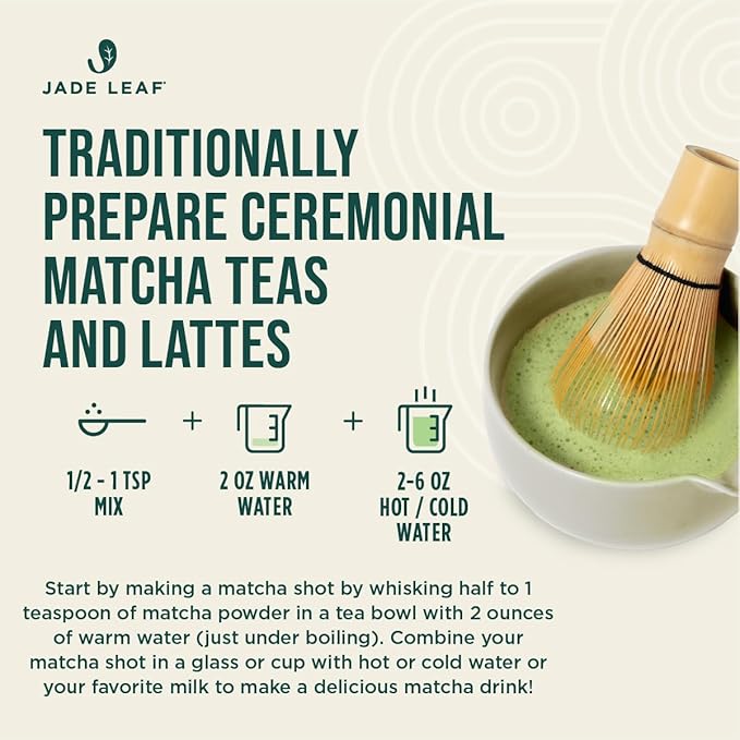 Jade Leaf Matcha Premium Ceremonial Grade Matcha Green Tea Powder - Japanese - Culinary, Ingredient, Ceremonial Barista Teahouse, Latte, Collagen, 1.76 Ounce (Pack of 1), Ceremonial Matcha