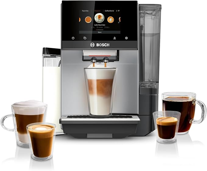 Bosch 800 Series Fully Automatic Coffee, Espresso Machine - Silver | Double Cup, Touchscreen, Large Bean Capacity, 36 Drinks, Cold Brew, Save up to 30 Profiles - Integrated Milk Container by Unknown