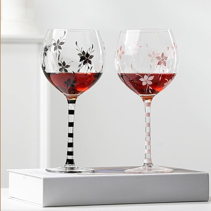 Unique Glass Goblet with Intricate Hand Painting Wine Glass Transparency High-Arched Cup Glassware for Gifting Drinkware Wine - Image 4