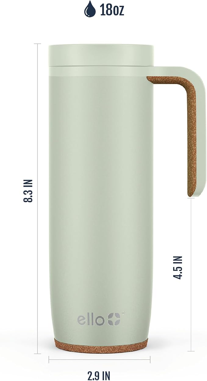 Ello Magnet 18oz Vacuum Insulated Stainless Steel Travel Mug with Side Handle and Leak-Proof Slider Lid and Built-in Coaster, Keeps Hot for 5 Hours, Perfect for Coffee or Tea, BPA-Free - Image 7