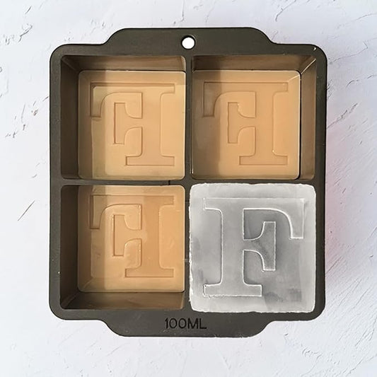 Letter F Monogram Ice Cube Mold Custom Ice Cube Mold 2 Inch Big Initials Silicone Ice Cube Tray Gifts for DAD Gifts for Him