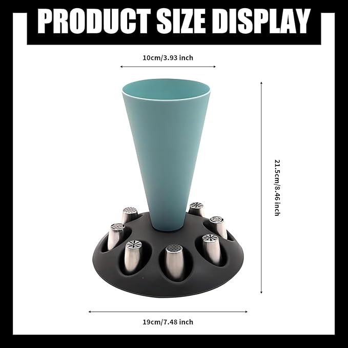 Piping Bag Stand and Tip Organizer With 8 Holder Slots for Filling - Plastic Pastry Bag Holder for Cake Decorating - Baking Accessories Kit