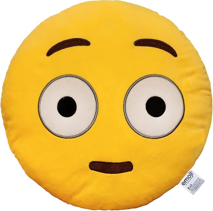EvZ Official Certified Blankly Emoji Pillow - 32cm Large Soft Plush Expressionless Smiley Face Emoticon Cushion - Funny Decorative Stuffed Toy for Minimalist Decor, Office Humor & Gag Gift (Yellow) by EvZ