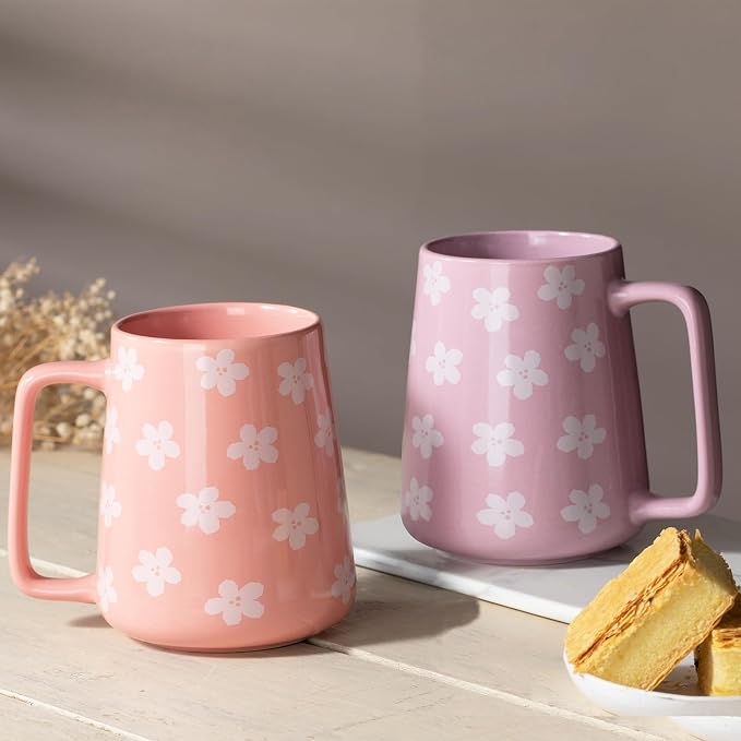 24 oz Large Ceramic Coffee mugs, Extra Large Cup, Big Handle (24 oz violet) | Extra Large Tea and Coffee Cups, Large Handle Coffee Mug for Office and Home, Microwave and Diahwasher Safe - Image 4