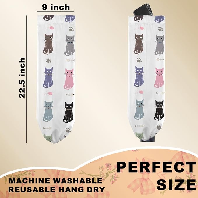 Cat Plastic Bag Holder, Wall Mount Grocery Bag Holder for Plastic Bags, Large Reusable Grocery Bags Organizer Storage Dispenser for Home Kitchen Pantry Decor, Cat Lover Gifts for Women - Image 2