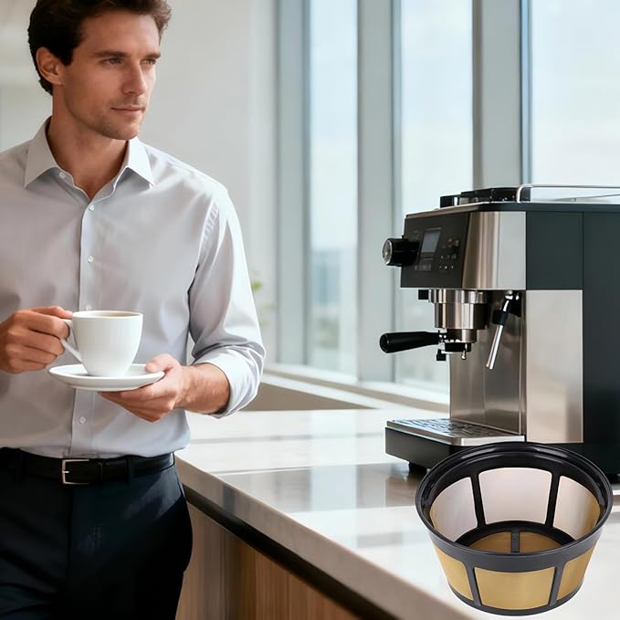 Reusable Coffee Filter, Fits BUNN Coffee Maker and Brewer Replaces your Coffee Filter 8 10 12 Cup Basket and Permanent Coffee Filter (2PCS)