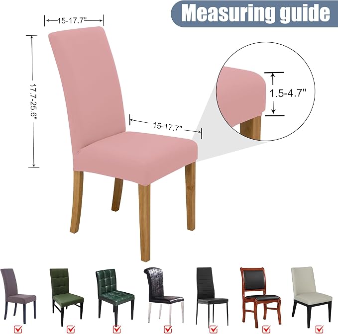 Dining Chair Covers, Stretch Seat Covers, Washable Furniture Protector | Washable, Stretch Fit, Soft, Non Slip, Dining Chair Covers, Seat Protector, Furniture Protector - Image 5