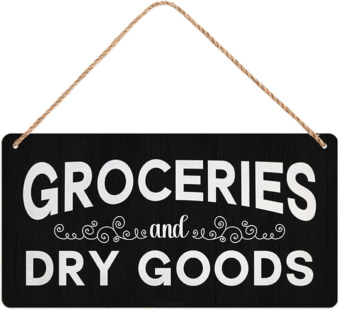Pantry Sign Rustic Wall Art Print Wooden Signs Funny Home Decor Vintage Poster Retro Hanging Plaque for Farmhouse Kitchen Cafe Bar Grocery Coffee Corner 10x5 Inch (Black Wood Grain) by ArtSignsHomeDecor