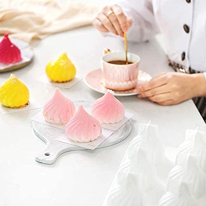 3D Russian Tale Silicone Molds Baking Mousse Cake, French Dessert Mold for Pastry Chocolate Easy Release(6-Cavity)