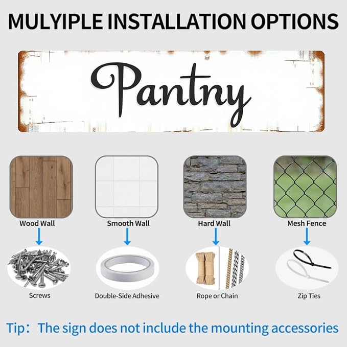 Decorative Metal Sign | 16 * 4 inches | "Pantry" | Kitchen, Pantry, Dining Room | Vintage Script Design, tin signs, kitchen decor, pantry decor - Image 5