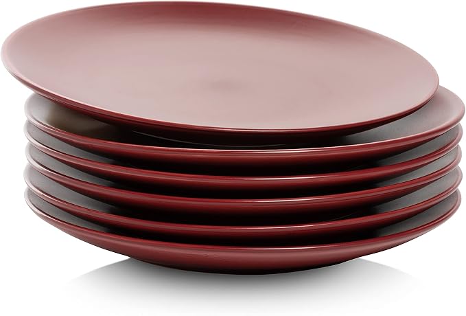 10 Strawberry Street Wazee Matte 8.25" Coupe Salad Plate, Set of 6, Red - Image 2