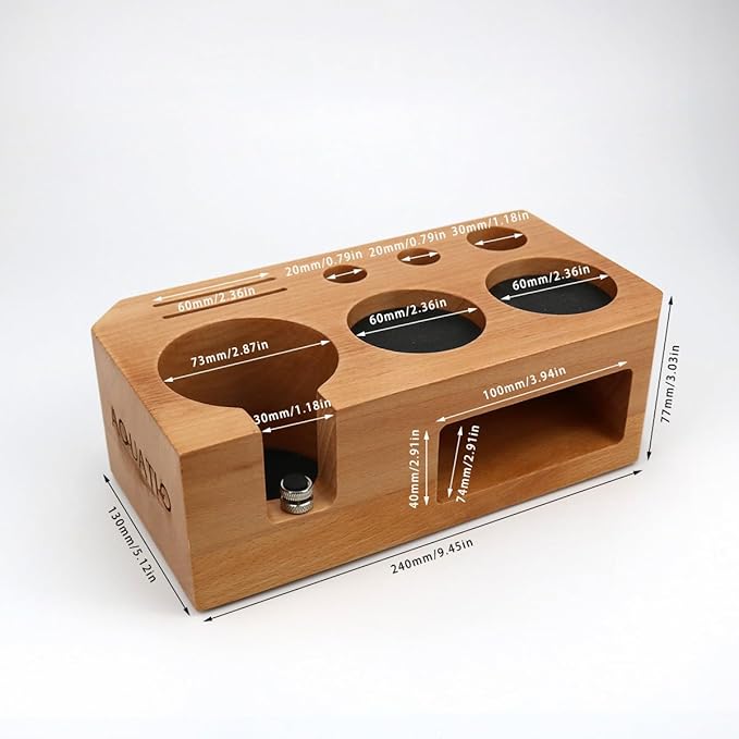 Espresso Tamping Station - Wooden Coffee Tamper Station For Storage 58 mm Portafilter Tamper Distributor - Espresso Organizer - Knock Box Accessories