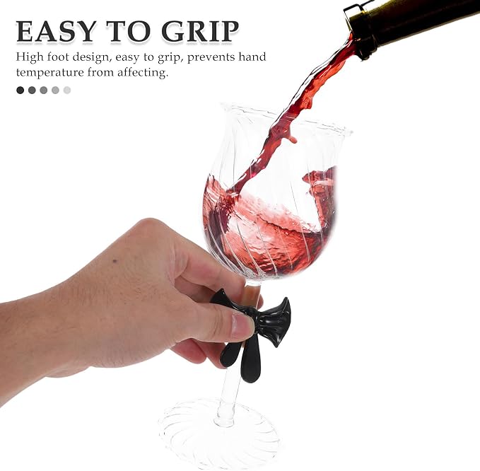 Glass Accent Collection Enhance to Goblet Glassware Celebration Elegant 300ml with Bow, Vintage Creative Preserve Wine Romantic Events Special Occasions - Image 3