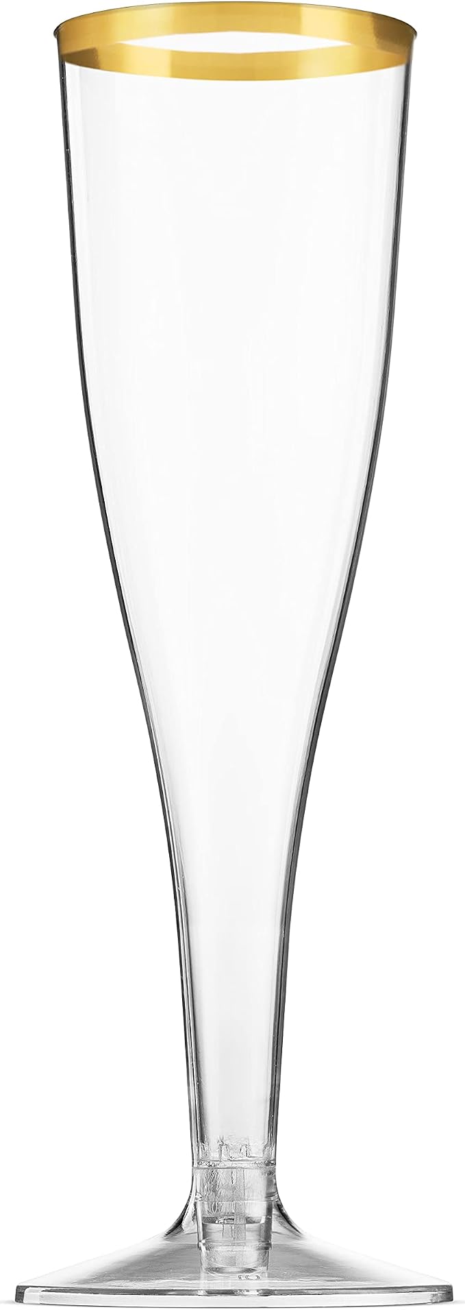Munfix 100 Pack Gold Plastic Champagne Flutes, 5 Oz Clear Plastic Toasting Glasses Fancy Disposable Wedding Party Cocktail Cups with Gold Rim - Image 2