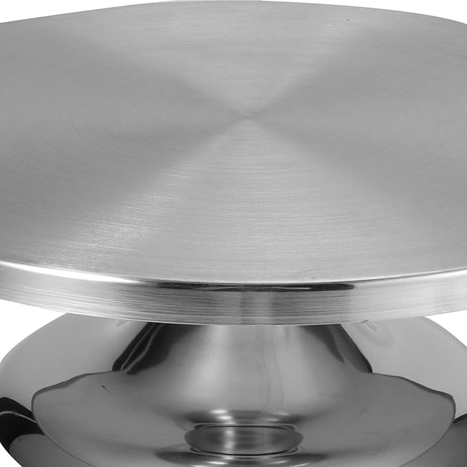 Acouto Revolving Cake Stand 304 Stainless Steel Revolving Cake Base Stand Turntable Kitchen Baking Accessory 30cm Decorating Home & KitchenKitchen & DiningDining &