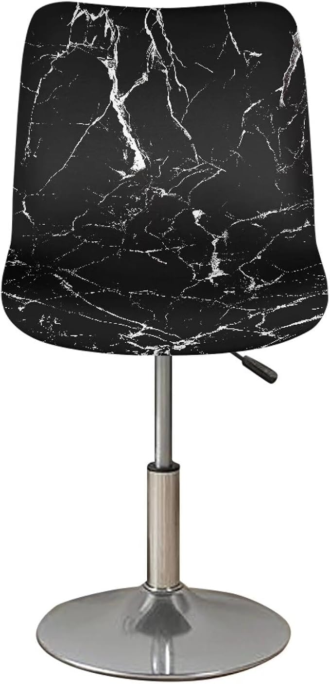 Black Marble Crack Bar Chair Seat Covers for Dining Room Decorative Covers for Bar Chair Stretch Chair Seat Covers Set of 2 Soft Barstool Chair Seat Cushion Slipcovers - Image 2