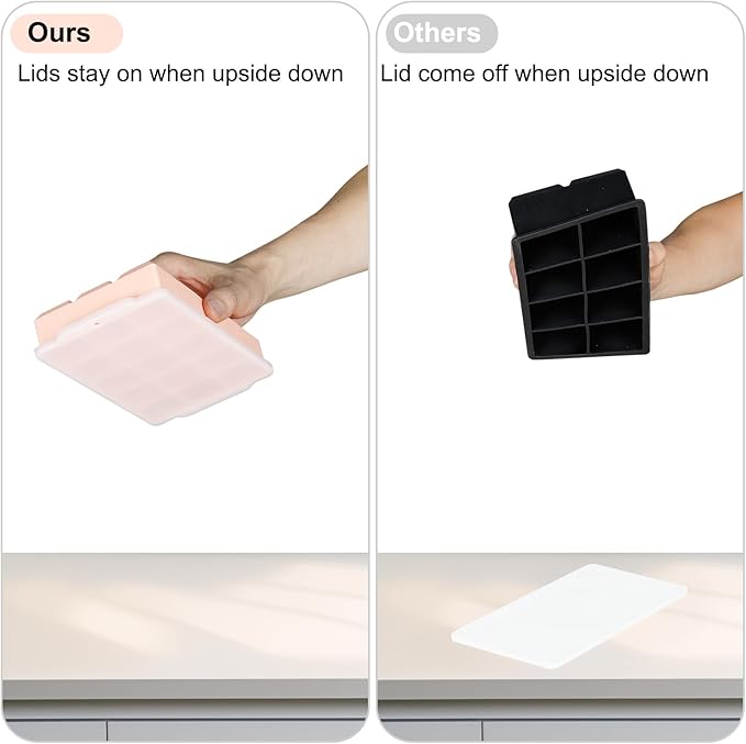 Ice Cube Tray, Ice Tray for Freezer with Lid, 3 Pack Silicone Ice Cube Trays for Freezer with 45 Flexible Anti Spill Easy Release Ice Trays