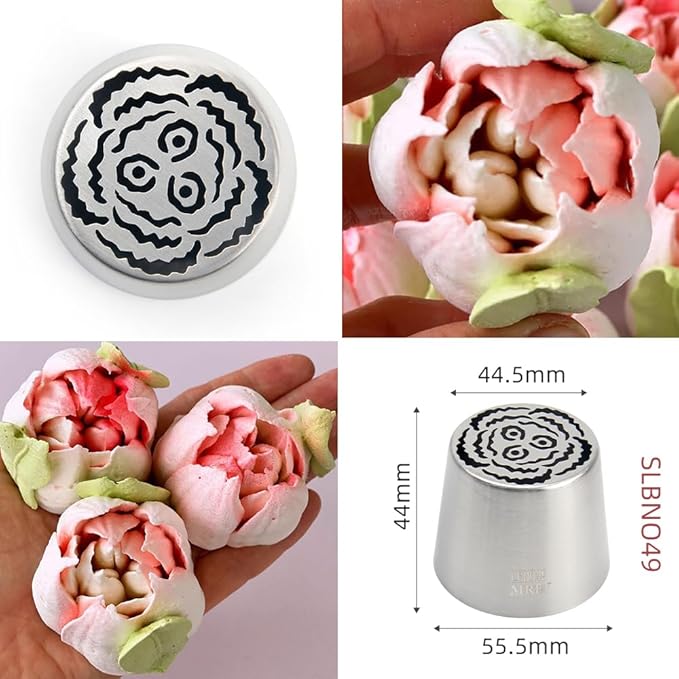 8 Pieces Stainless Steel Extra Large Russian Piping Tips Set,Flower Icing Nozzles with 1 Cleaning Brush,1 Small Leaf Icing Tip for Making Marshmallows,Cupcakes Bouquet,Buttercream Baking Tools