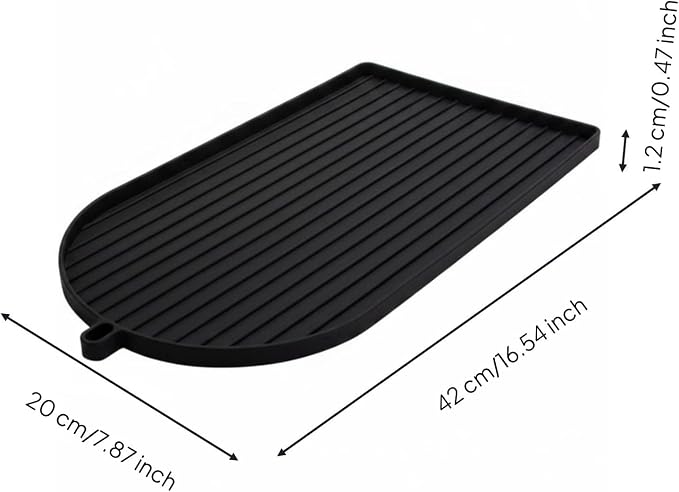 Silicone Machine Pad Non Slip Coffee Machine Mat Flexible Beverage Tray Spill Protection Silicone with Ribbed Grooves Suitable for Countertop Kitchen Bar, Black - Image 5