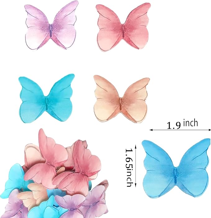 48Pcs Edible Butterflies for Cake Decorating Wafer Paper Butterfly Cupcake Toppers Edible Cake Toppers for Wedding Birthday Party Cupcakes Decorations(Mix Color) - Image 2