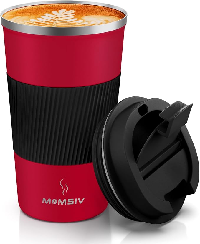 MOMSIV 17oz Travel Coffee Mug, Insulated Coffee Cup with Leakproof Lid | 6-Hour Heat Retention, 360°Leak proof, Vacuum Stainless Steel Double Walled, BPA-free, Reusable And To Go Coffee Mug by MOMSIV