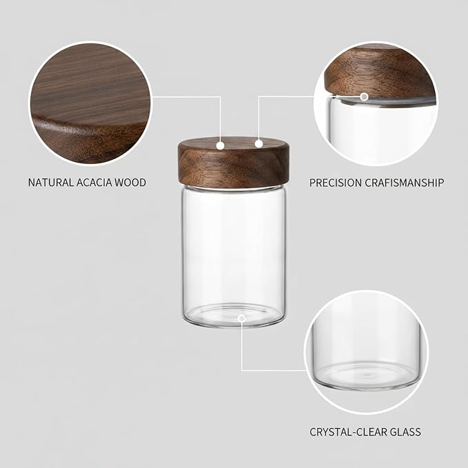 Clear Glass Storage Jar with Acacia Wood Lid - Kitchen Canister for Pantry Organization, Countertop Display, and Dry Food Storage - Image 6