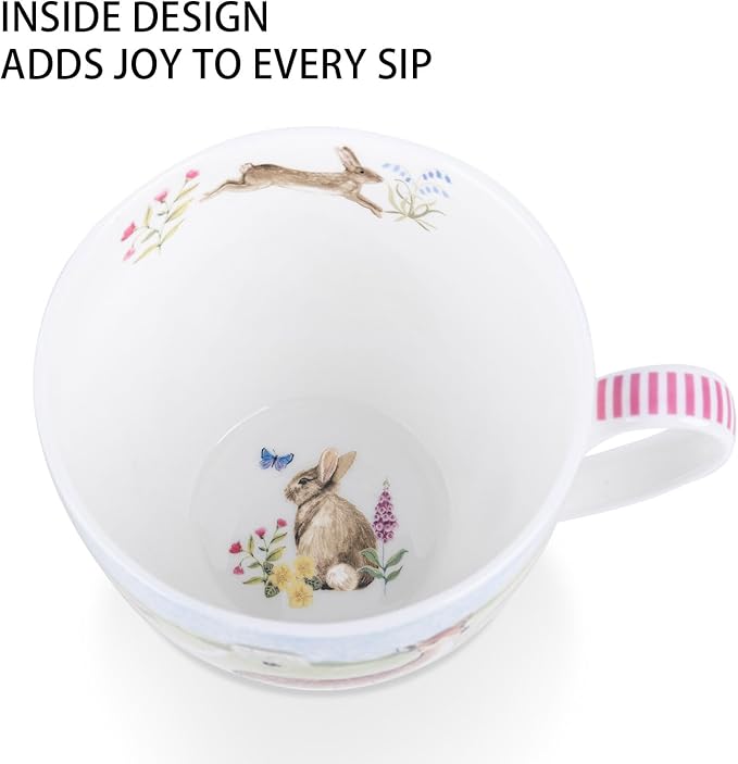 20 oz Deer & Wildflower Coffee Mug, Premium Bone China Cottage Garden Coffee Cup with Rabbit & Butterfly, Thoughtful Gifts for Mom Women Mothers Day, Designed in England by Harvest Green Studio - Image 5