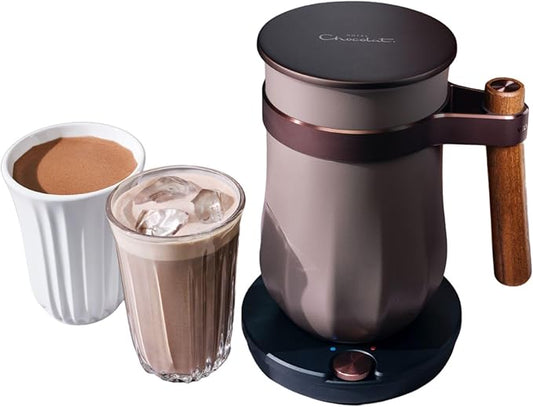 Hot & Cold Drinking Chocolate System - The ALL-NEW Velvetiser - Hotel Chocolat - 1 mug and 1 glass - European Style Drinking Chocolate - Pebble Edition