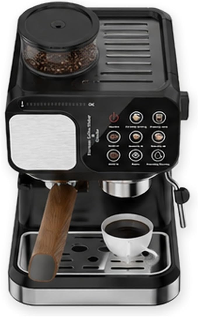 All-In-One Espresso Machine High-Pressure Extraction | Manual operation mode gives you full control over your custom coffee brew.(Black) by Unknown