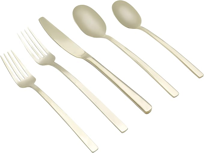 Cambridge Silversmiths Beacon Champagne Satin 20 Piece Flatware Set, Service for 4, Champagne Gold by Cambridge