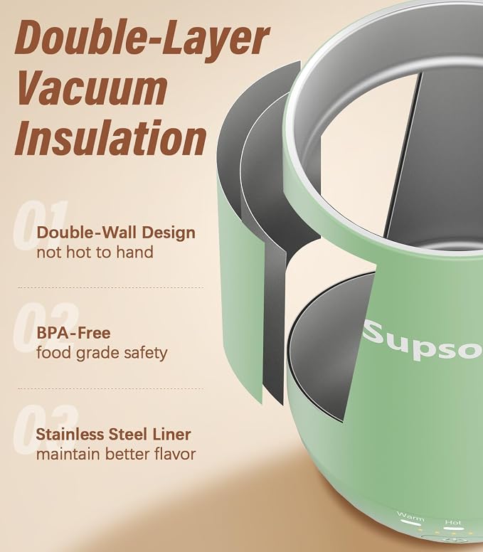 Supsonic - 16oz Self Heating Coffee Mug, Smart Heated Coffee Mug Faster Direct-Contact Heating Up to 149°F, Coffee Mug Warmer Set with Auto Shut-Off - Gifts for Men Women | S2 - Image 6