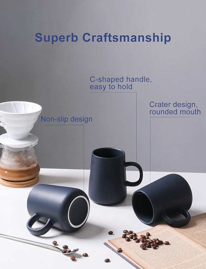 Coffee Mug, Matte Ceramic Coffee Cup, Both Hot & Cold Beverage Tea Cup for Office & Home, Suitable for Dishwasher & Microwave & Oven, 16.5 oz (Royal Blue) - Image 3