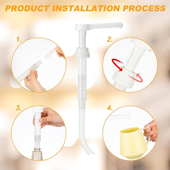 Hushee 2 Pcs Syrup Pump Dispenser for 64 oz Syrup Bottles Reusable Sauce Pump Coffee Dispenser Multifunctional Sugar Pumps for Chocolate Caramel Vanilla Mocha Sauces(White)