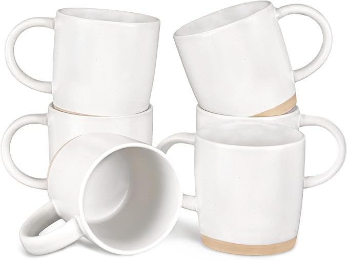 Coffee Mugs Set of 6, 14 oz Coffee Cups Ceramic, Ceramic Cup Set with Handle and Speckled Patterns for Coffee, Tea, Cocoa, Milk, Microwave & Dishwasher Safe by SOVEGLEE