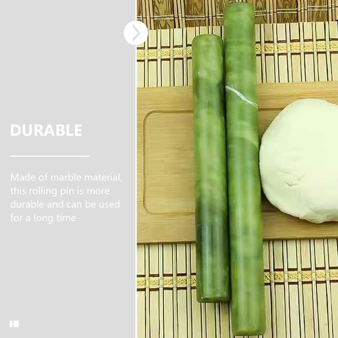 Marble Rolling Pin for Dough with Smooth Surface and Ergonomic Design, Baking Tool for Pasta and Tortillas, Non-stick Green Marble Roller Pin for Baking and Dumpling Preparation - Image 4