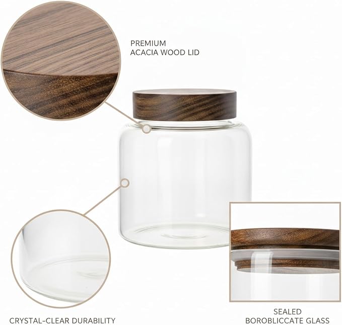 Store Dry Pantry Staples in This Borosilicate Glass Jar with Acacia Wood Lid - Image 6