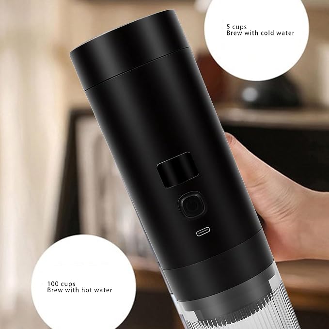 Dpofirs Portable Coffee Maker, Cordless Capsule and Ground Coffee Machine with 200ml Capacity and 7800mAh Battery, for Car Outdoor Travel and Camping - Image 4