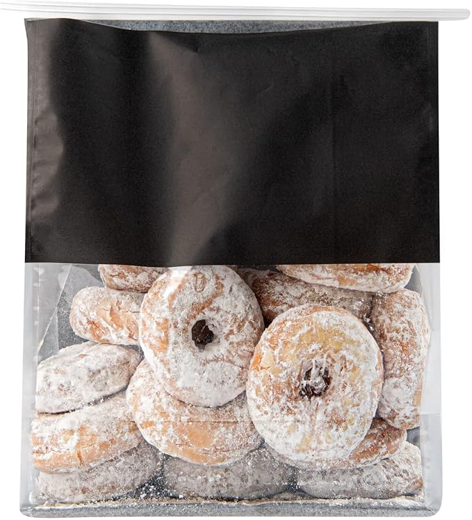 Restaurantware-Bag Tek 8.6 x 4.5 x 10.6 Inch Tin Tie Bags With Windows, 100 Resealable Bakery Bags With Windows - Flat Bottom, For Cookies or Coffee Beans, Black Cotton Paper Tin Tie Bags - Image 10