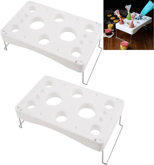 LEILIN Piping bag holder 2pcs Cake Decorating Icing Bag Stand 12-Cavity Cream bag holder