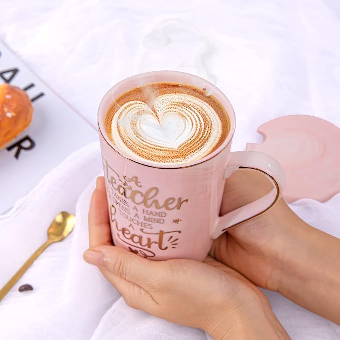 Unique Teacher Appreciation Gifts for Women, Best Teachers Mug for Teachers | 14oz Pink Marble Ceramic Gold Print Teacher Cup, End of Year Birthday Retirement Graduation from Student, Nice Gift Boxed - Image 5