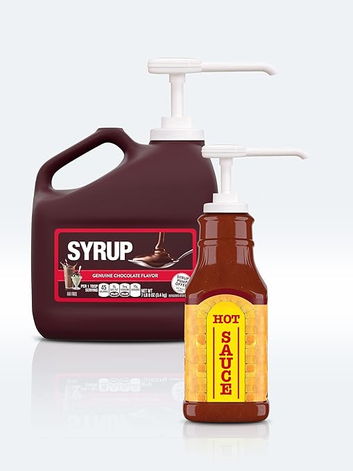 Syrup Pump Dispenser for Hershey's Gallon - Pump for Syrup Bottle, High Viscosity Pourer, Sturdy Syrup Pump Bottle, Fits Standard Half Gallon Bottles, Condiments, Individually Pack, 53 mm