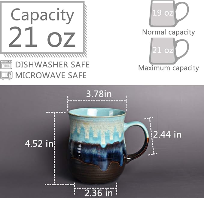 Bosmarlin Large Ceramic Coffee Mug, Big Tea Cup for Office and Home, 21 Oz, Dishwasher and Microwave Safe, 1 PCS - Image 2