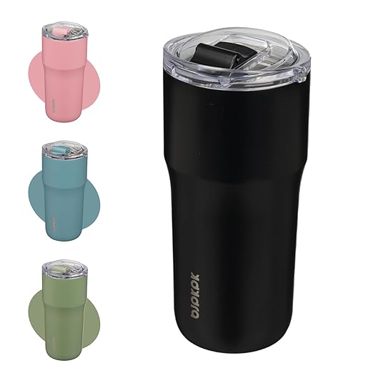 BJPKPK 20oz Spill Proof Coffee Tumbler, Insulated Stainless Steel Cup | Double Wall Vacuum, Leakproof Lid, Keeps Hot/Cold/Iced, BPA Free, Dishwasher Safe, Cupholder, Travel, Black by BJPKPK