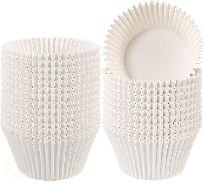 Caperci Jumbo Cupcake Liners White Muffin Baking Cups 300-Count, No Smell, Food Grade, Upgraded Grease-Proof Paper (White) by Caperci