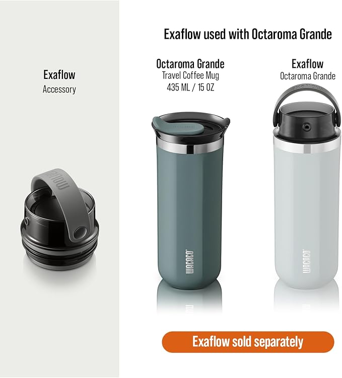 WACACO Octaroma Grande Vacuum Insulated Coffee Mug, 15 fl oz (435ml), Double-wall Stainless Steel Travel Tumbler With Drinking Lid, Cadet Blue - Image 6
