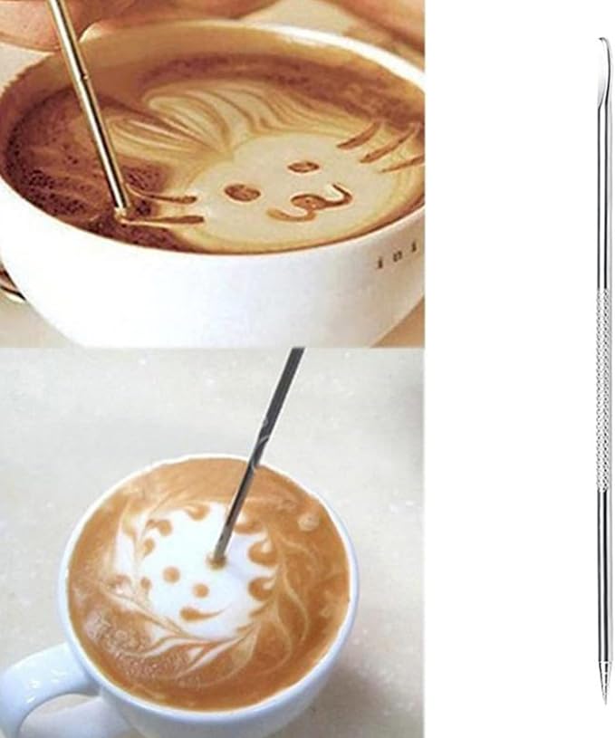 Stainless Steel Lattes Art Pen Cappuccinos Lattes Espresso Coffee Decorating Pen Coffee Spatula Needle Tool